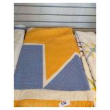 Blue, yellow, white vintage quilt