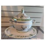 Italian hand painted soup tureen & under tray