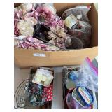 Flowers, candles, decorative marbles