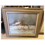 Artist signed oil on canvas winter scene