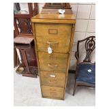 Vintage wood 4 drawer file cabinet