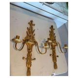 23”Gold tone wall mount candle sconces