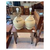 Pr of pottery style table lamps, printer stand