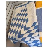 Blue/white diamond vintage quilt
