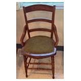 Antique walnut chair w/ upholstered seat