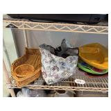 Fish basket, trays, eye glasses
