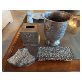 Silver metal tissue holder, waste basket, jewelry box, covered box