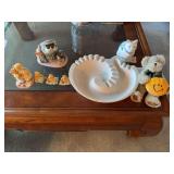 Royal Haeger shell (chipped), ceramic cat, Boyd