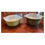 2 vintage Pyrex bowls  "Spring Blossom Green" pattern