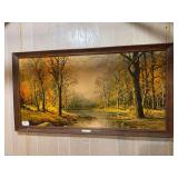 "October Morn" framed print on board 51" x 27"