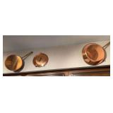 2 copper skillets, skillet and pan, 3 molds