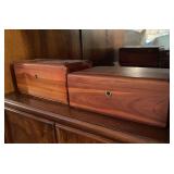 Two wood Lane cedar boxes, nut cracking tools