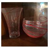 Waterford vase, art glass vase and bowl, decorative decanter