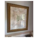 Framed picture, candle holders, wire baskets
