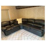 Large black 3 section u shaped sectional sofa