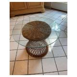 Wicker base side table 24” diameter x 17” tall