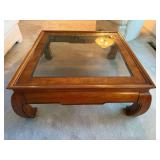Thomasville glass top coffee table 38.5" x 25" x 38.5"