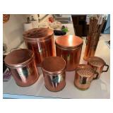 Canister set, salt and pepper, match holder