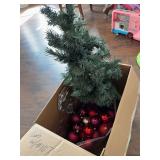 3,boxes Christmas dishes and decor, 1 box wreaths and floral