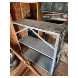 36” metal shelf unit and 16” wooden shelf
