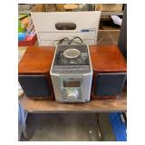 Compact JVC stereo with speakers, cassette tapes