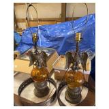 Pr of vintage eagle lamps
