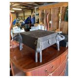 Lidded box with elephant legs 11”sq x 8”h