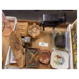 Ash trays, covered box, misc