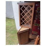 2 cabinets: 1 - 12” slanted front base cabinet and 1 - 18x30x12” wine bottle cabinet