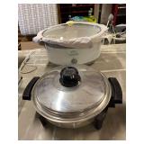 Crock Pot, electric Lustre Craft cooker, 2 skillets