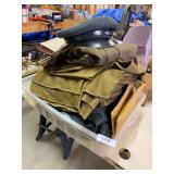 Army uniforms, blankets