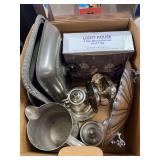 Dishes pewter, silver plated, 1 6.25” sterling plate