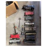 Lionel Scott train set and with assorted track, controllers, rail cars and misc