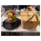 PETERBORO BASKET CO. basket, Pampered Chef 15” rockcrok, faux fruit