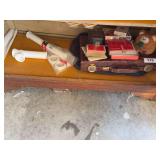 Brief case, rook cards, misc