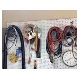 Drop lights, hardware, brush, cables, seiko clock