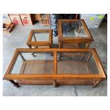 Table trio set with inset beveled glass tops
