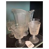 9” pleat & panel pitcher w/ 4 goblets