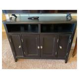 Black wood TV cabinet 42”w x 20”d x 32”h with MAGNAVOX VHS player