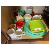 Contents of bottom shelf of cabinet