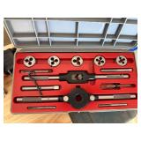 Craftsman tap and die set, metal tool box with misc contents