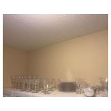 Candlewick style cake plates, cups, 27 pcs of stemware