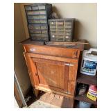 Wooden storage cabinet, 3 storage bins