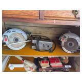 2 circular saws, sabre saw