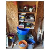 VHS tapes. Iron skillet, paint, sand , trash can