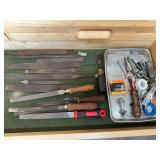Drawer of misc files and vise grips