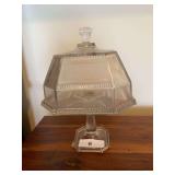 Cake stand with lid, 8”d x 6”h (12”h with lid on), “Pleat and Panel” pattern