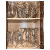 Large lot of Cambridge Capri glass footed glasses and wine glasses