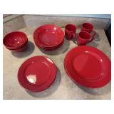 Set of red dishes