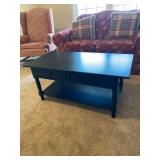 Black wood 2 drawer coffee table, 41.5”w x 22”d x 18.5”h